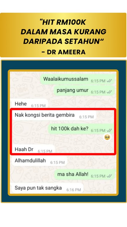 Tangkapan perbualan WhatsApp daripada Dr Ameera: Hit RM100K kurang setahun