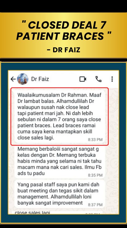 Tangkapan perbualan WhatsApp daripada Dr Faiz: 7 pesakit braces di-close