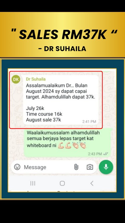 Tangkapan perbualan WhatsApp daripada Dr Suhaila: Sales RM37K